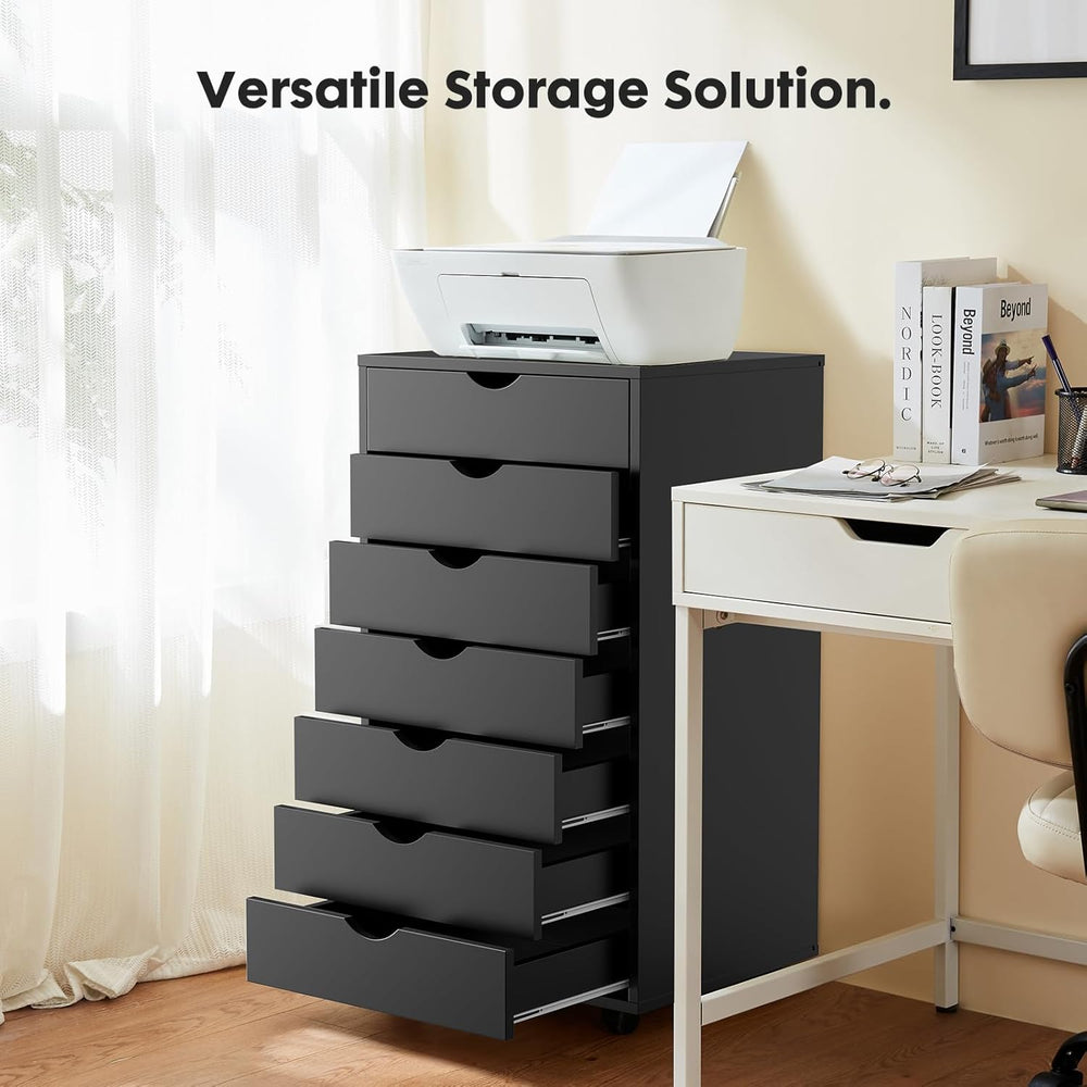 OLIXIS 7 Drawer File Cabinet on Wheels, Printer Stand