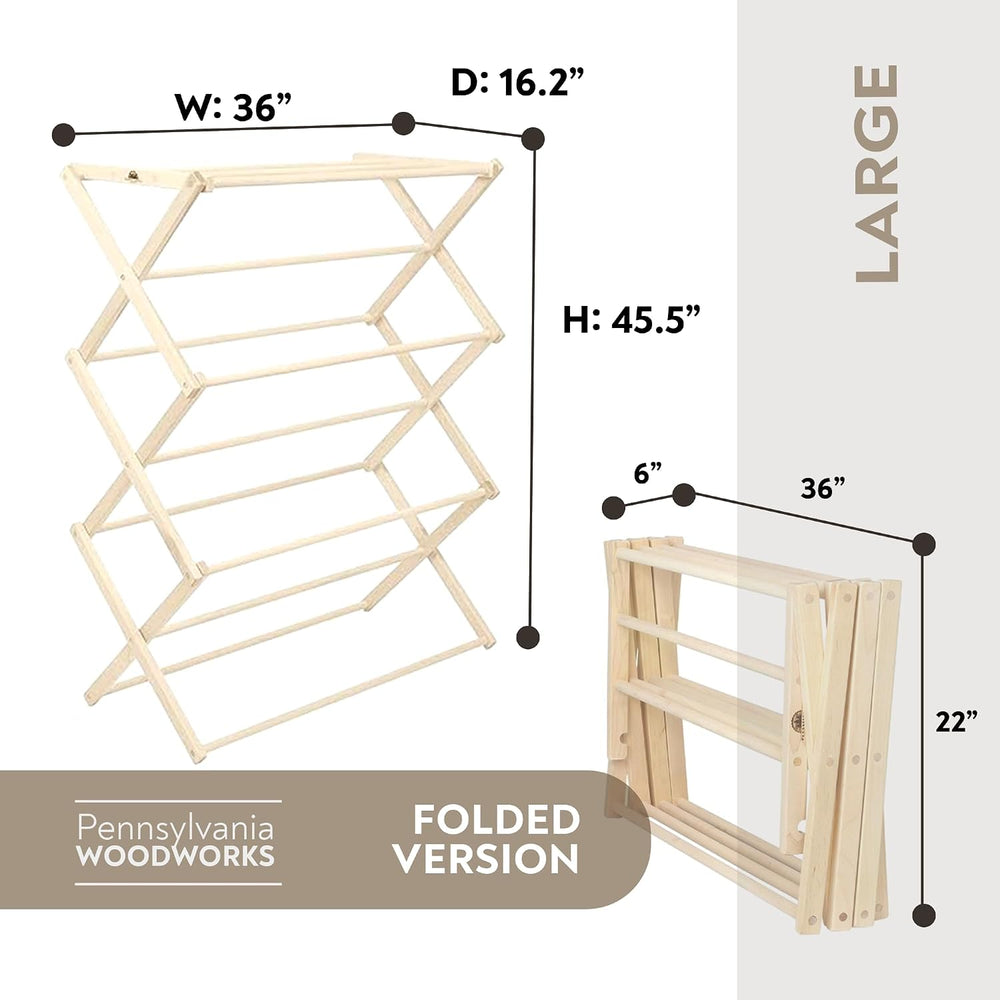 Premium American Maple Clothes Drying Rack - Handcrafted in Pennsylvania - So...