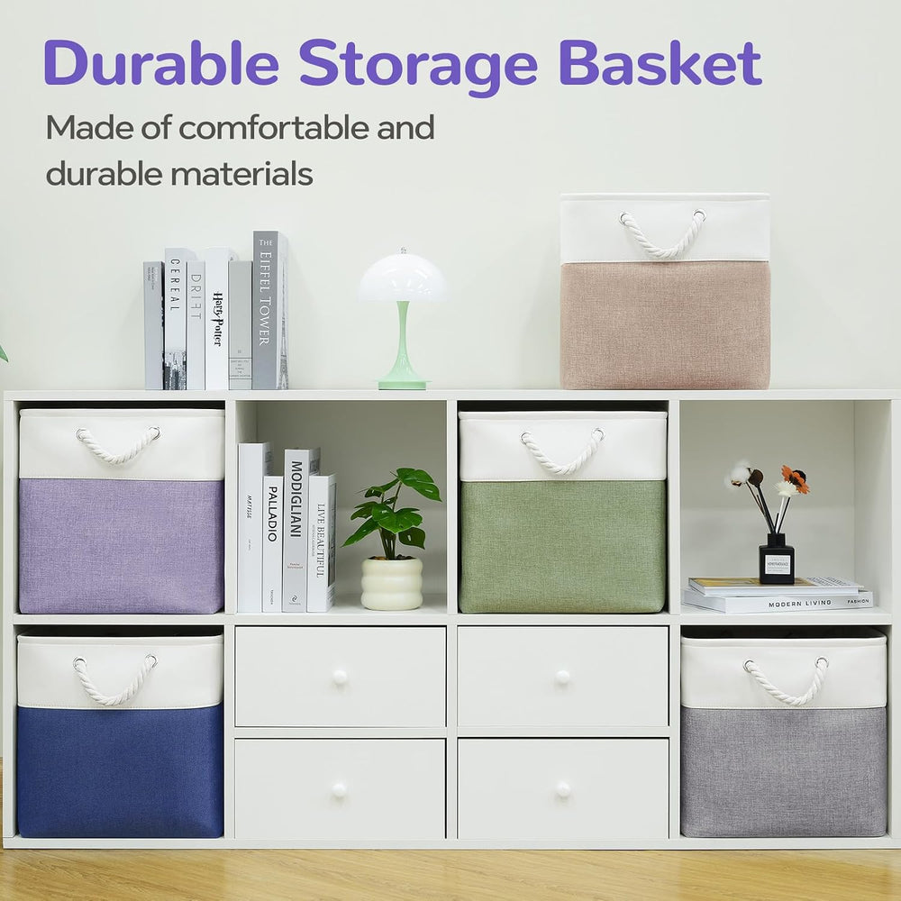 13x13 Inch Foldable Fabric Cube Storage Bins with Handles 6 Pack