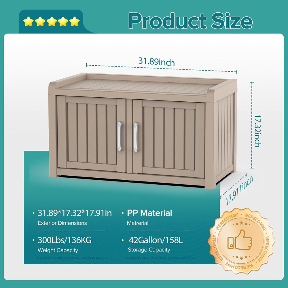 DRATO Indoor Outdoor Shoe Storage Cabinet, Shoe Bench Entryway with Adjustabl...