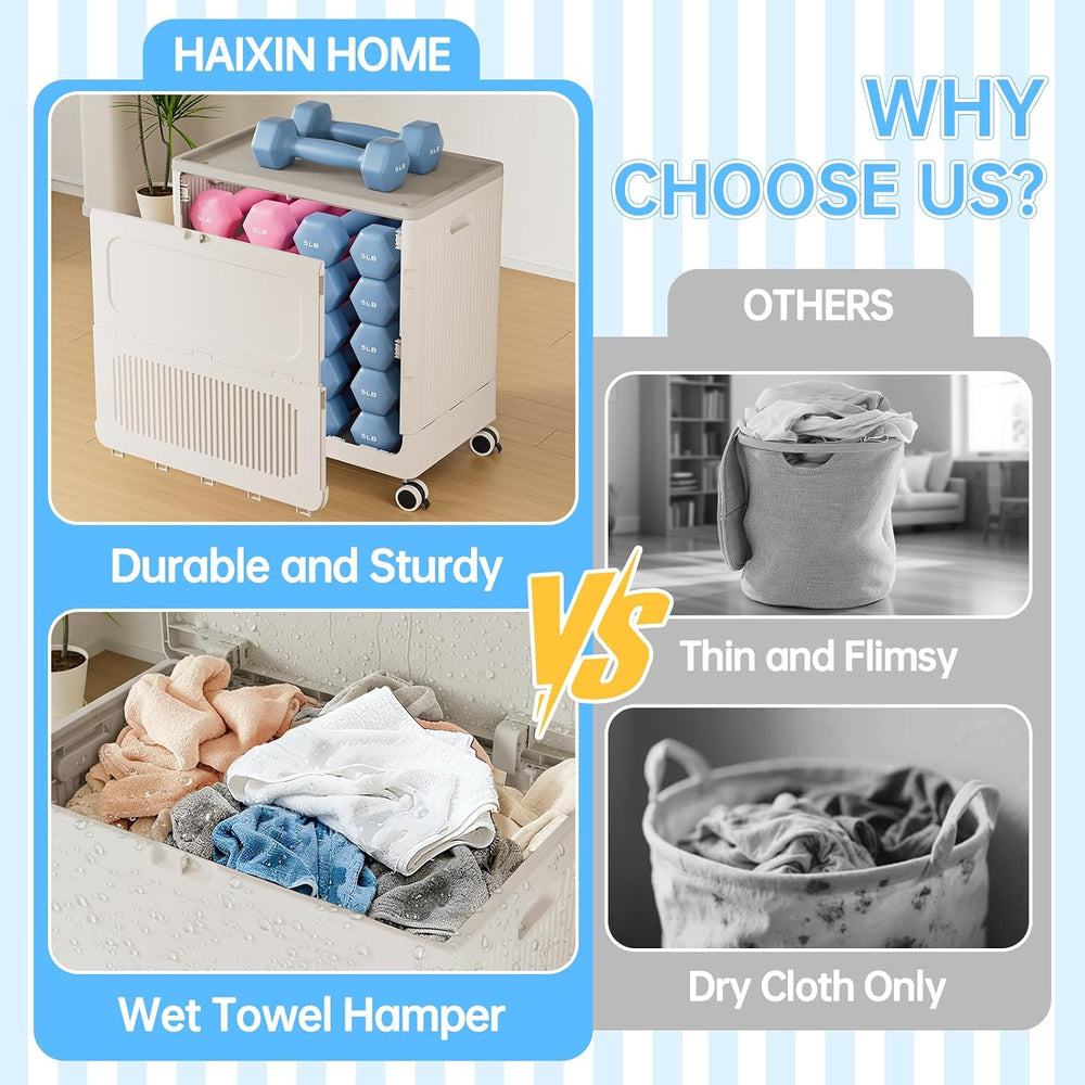 130L Rolling Laundry Hamper with Lid Laundry Basket