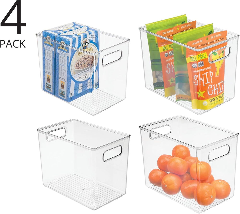 mDesign Plastic Deep Kitchen and Pantry Organizer Storage Bin with Handles fo...