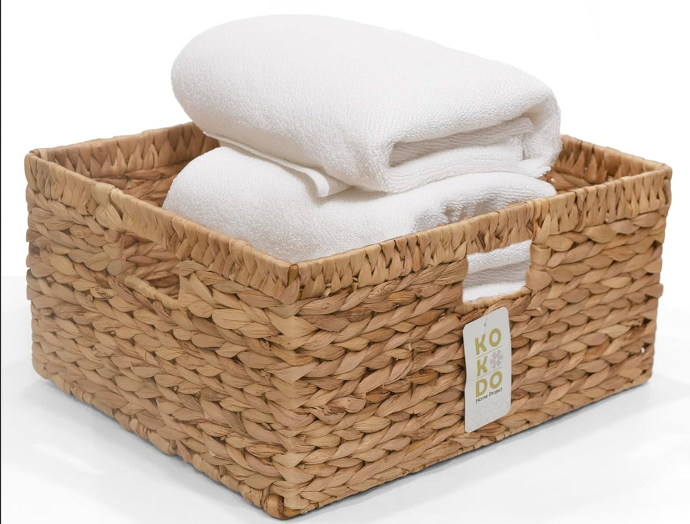 KOKODO 16.5"Lx13"W Extra Large/Jumbo Wicker Storage Baskets with Ch...