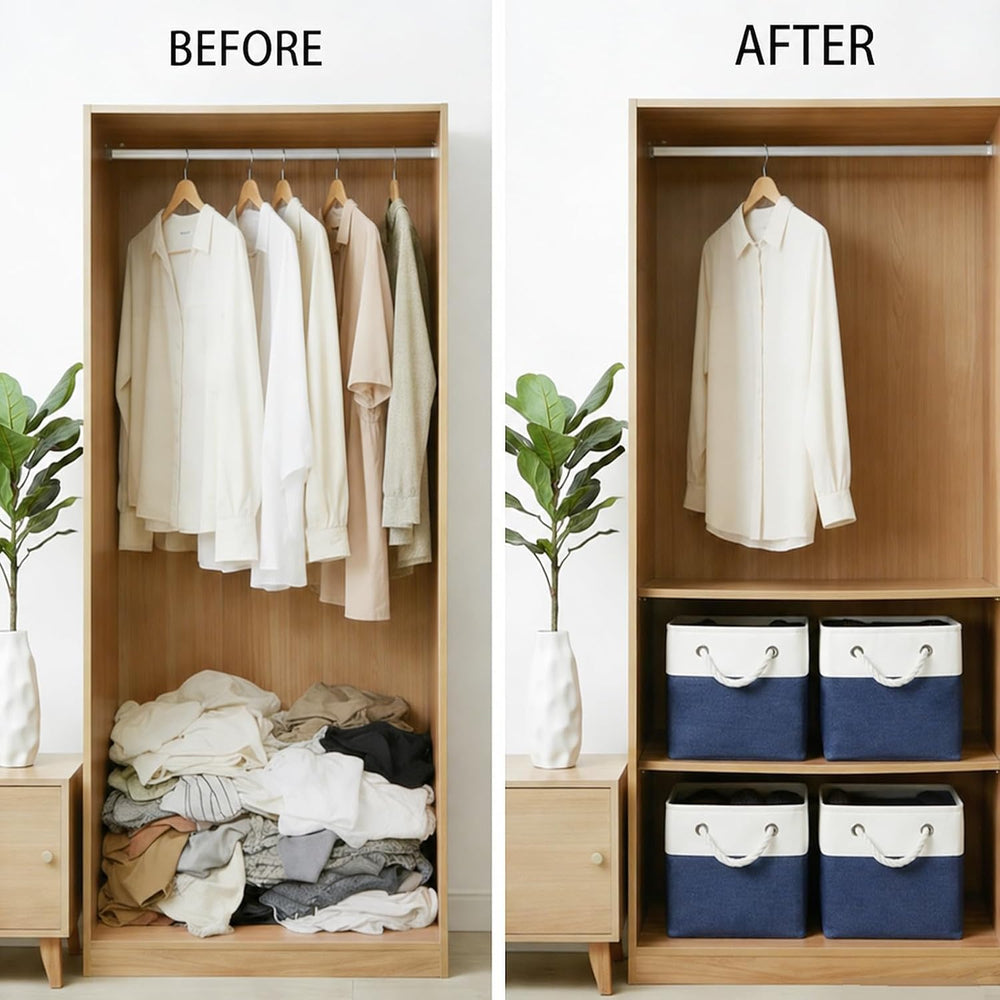 Fabric Storage Cubes 13 x 13, Collapsible Storage Bins for Shelf Baskets, Cub...