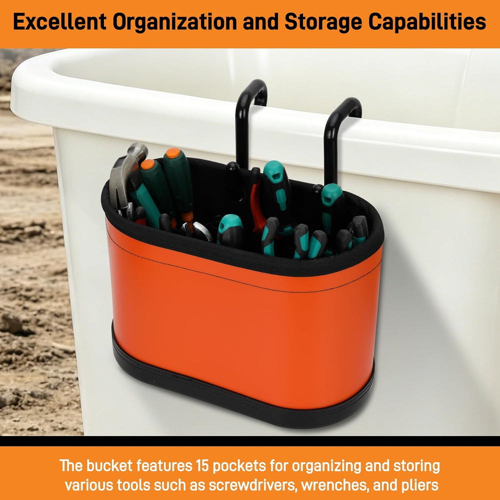 5144BHB Oval Hard-Body Bucket Tool Organizer,2 Set Canvas Bucket Bag with Bla...