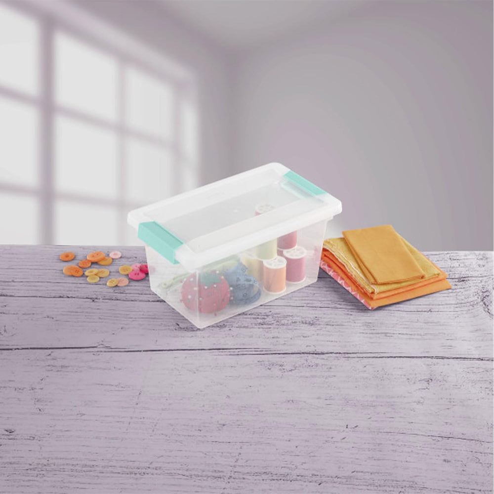 Sterilite 8-Pack Clip Box, Stackable Clear Plastic Bins with Latching Lids, M...