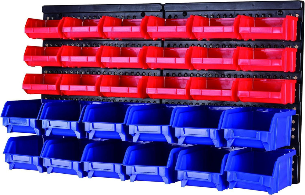 MaxWorks Wall Mount Storage Rack 30 Bin Heavy‑Duty Organizer for Nuts Bolts S...