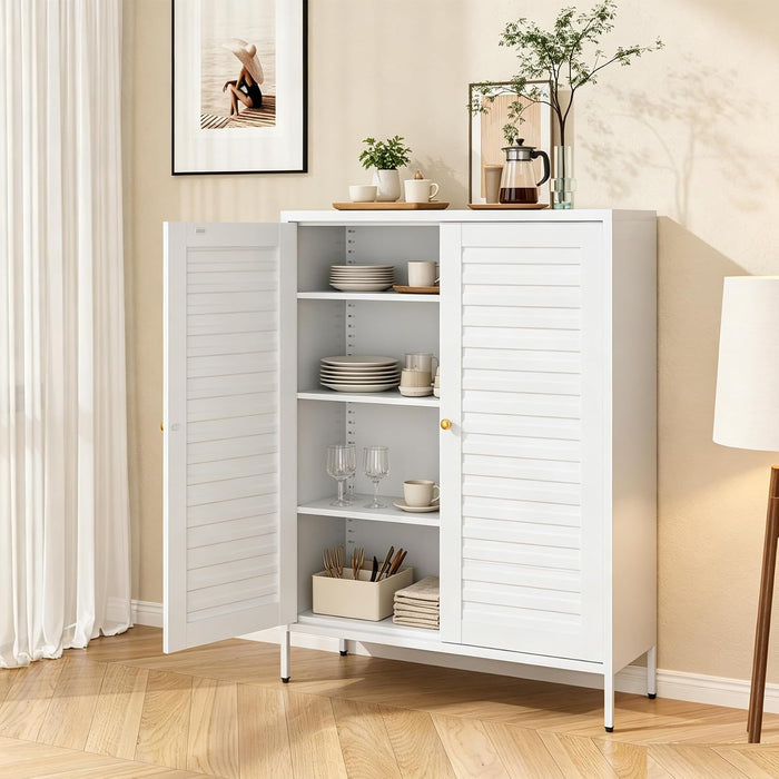 40" H Metal Shoe Cabinet, Adjustable Hidden Shoe Storage Cabinet