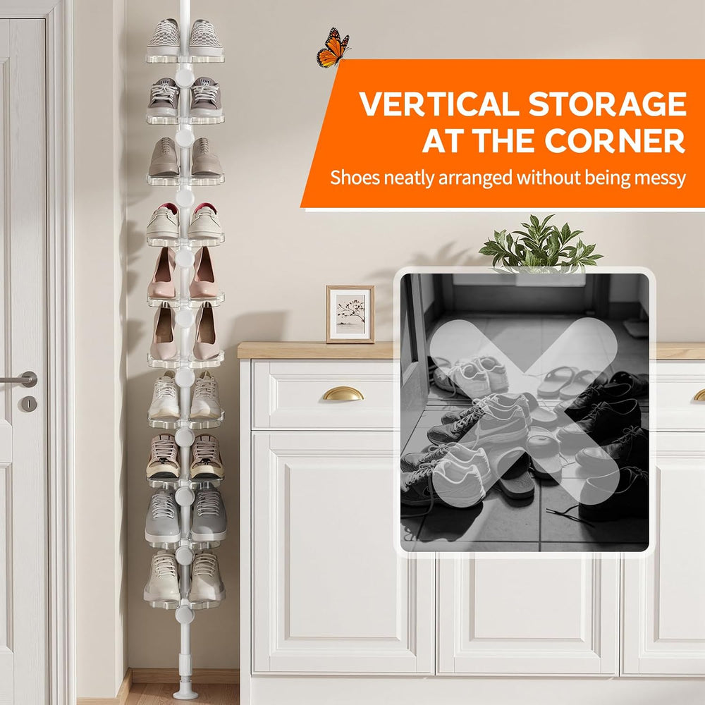 akinbas Shoe Rack Storage 10 Tiers 35-128 Inch Adjustable Shoe Shelf Racks