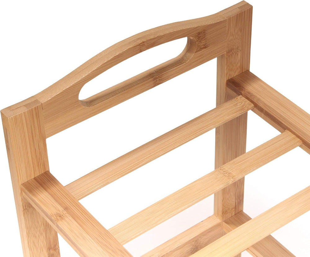 BambooMN 3-Tier Bamboo Wood Shoe Rack, for Entryway or Doorway - Natural Fini...