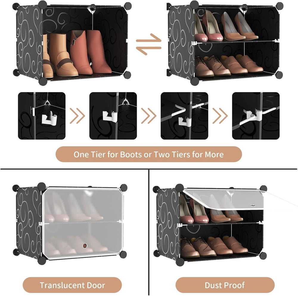 ROJASOP Portable 8-Tier Shoe Cabinet - 48-Pair Shoe Organizer with Expandable...