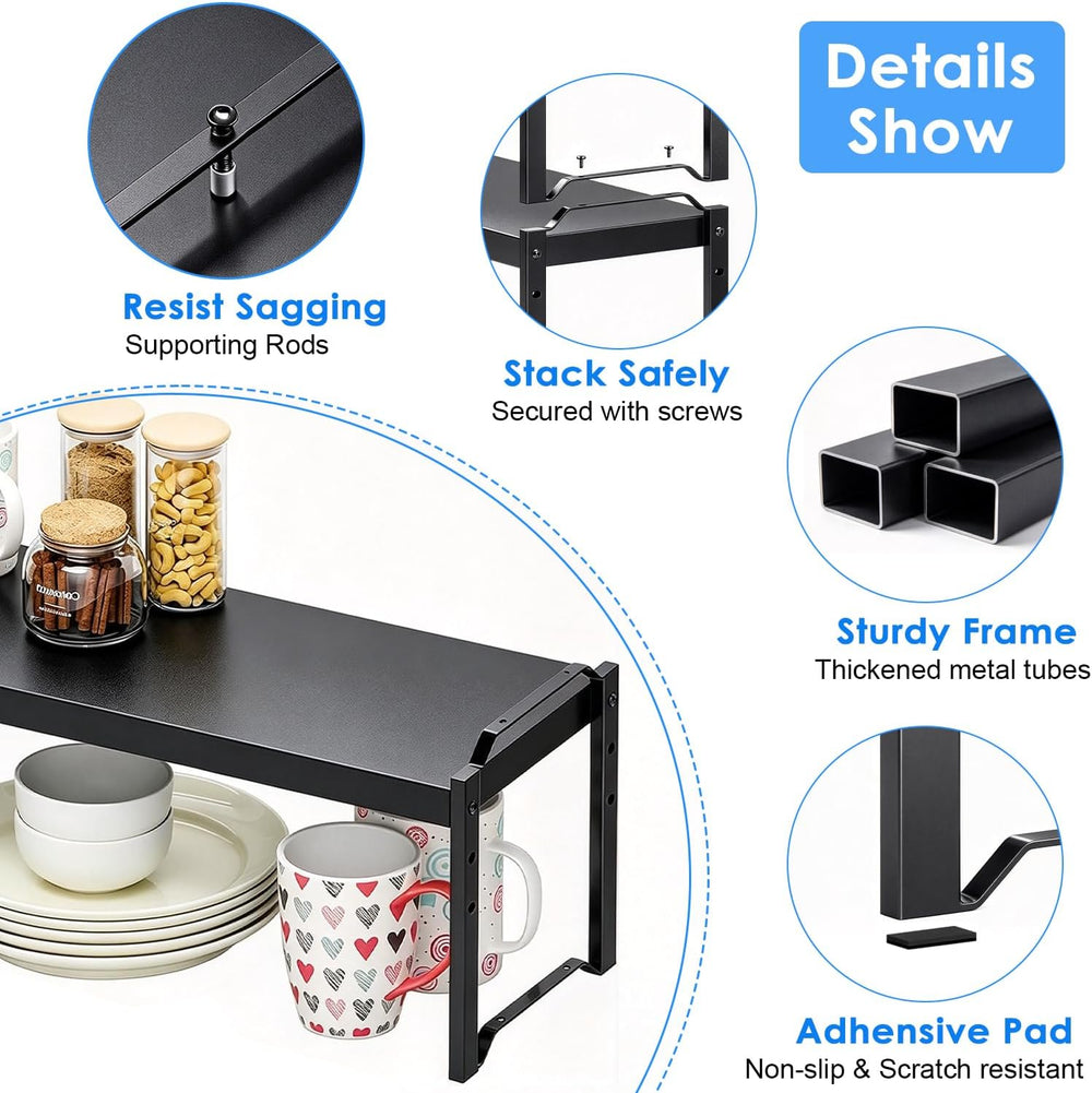 Expandable Cabinet Shelf Organizer, Adjustable kitchen Countertop Storage