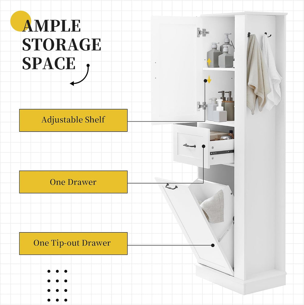 LUMISOL Tall Tilt-Out Laundry Cabinet, Narrow Bathroom Storage Cabinet with H...