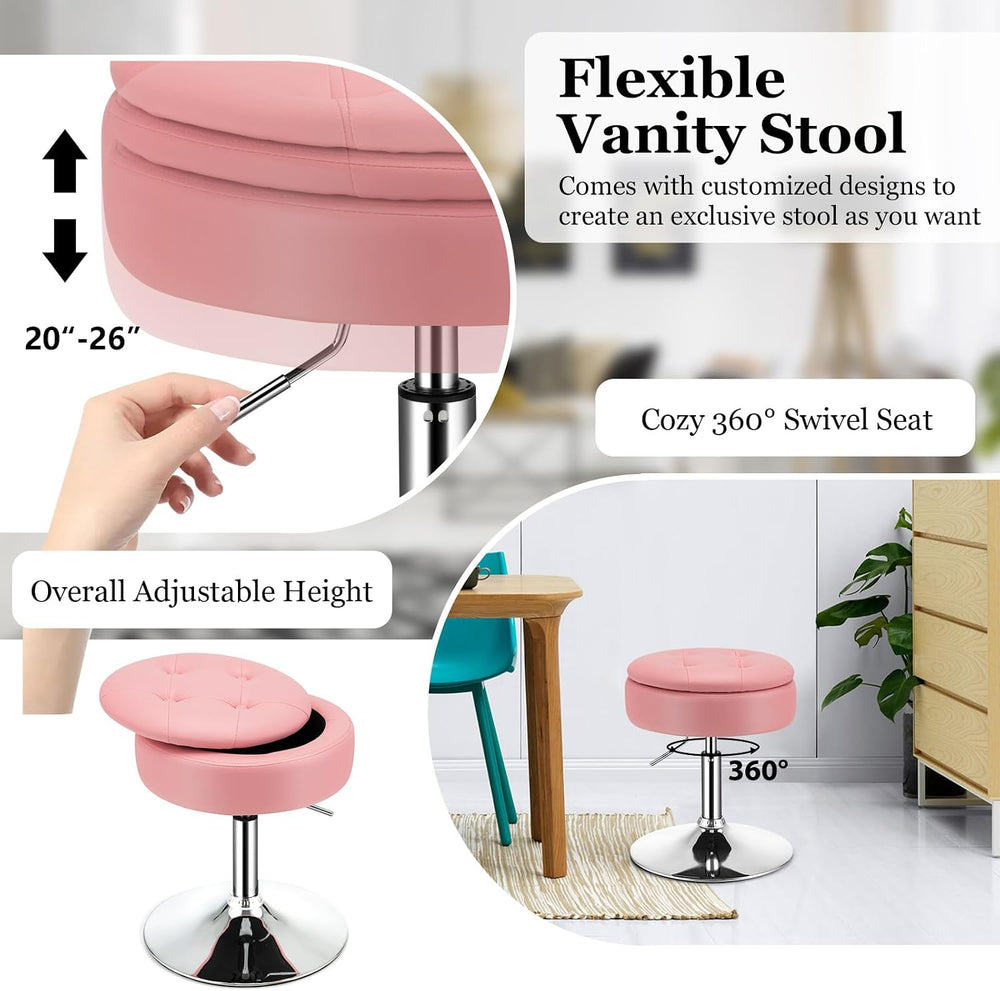 GIANTEX Adjustable Swivel Vanity Stool Set of 3, 360° Swivel 20"-26"...