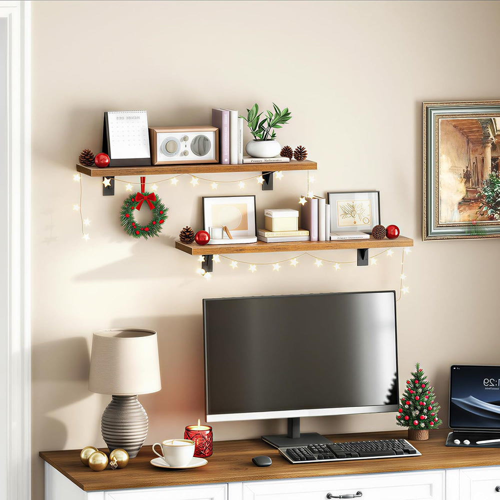 HOOBRO Floating Shelves for Wall, 23.6" Wall Mounted Shelves Set of 2
