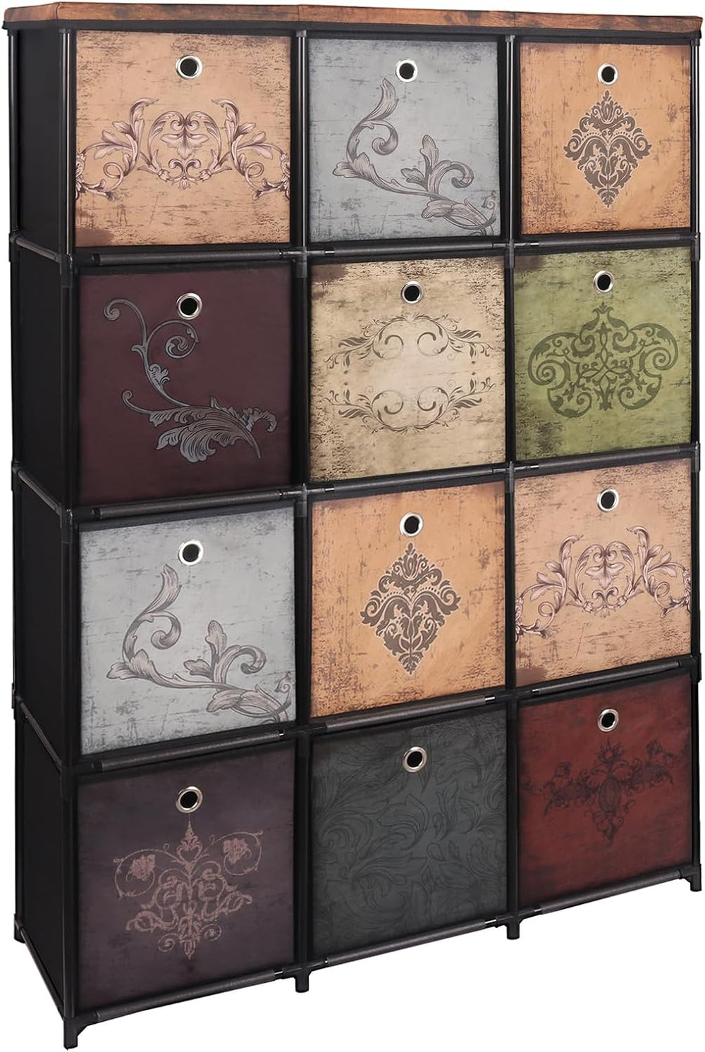 VASICAR Tall Fabric Dresser for Bedroom, Vintage Cube Organizer Shelf
