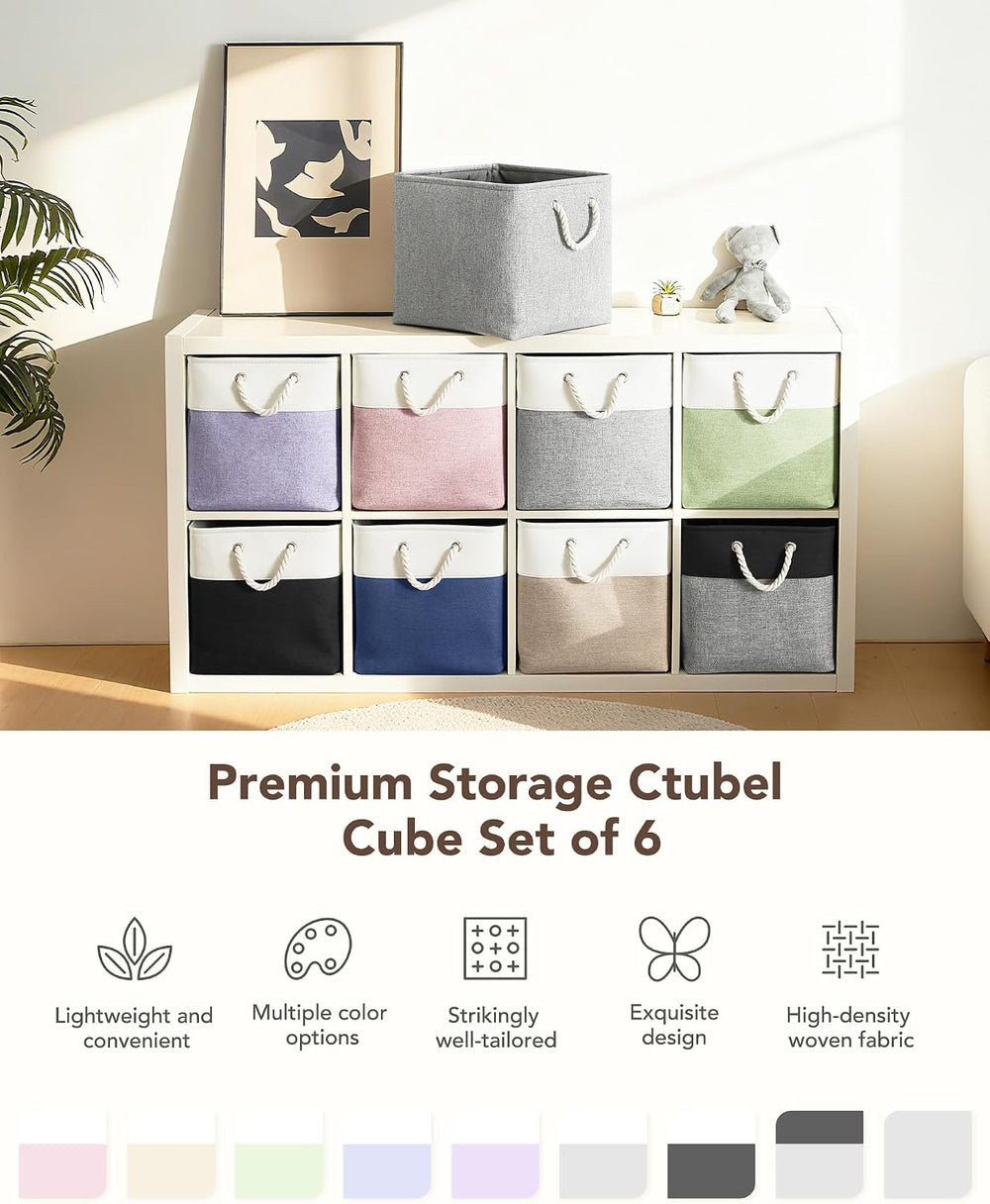 13x15x13 Inch Large Storage Bins with Cotton Rope Handles 6-Pack