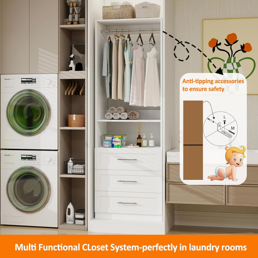 Modular Closet System with 12 Drawers, 8FT-21FT