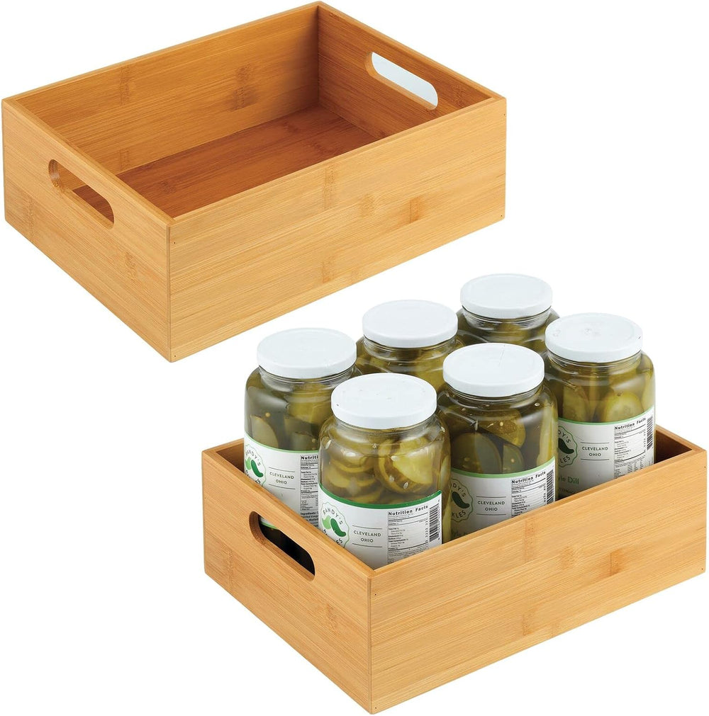 mDesign Kitchen Storage Box - Large Wooden Box with Handles - Bamboo Kitchen ...