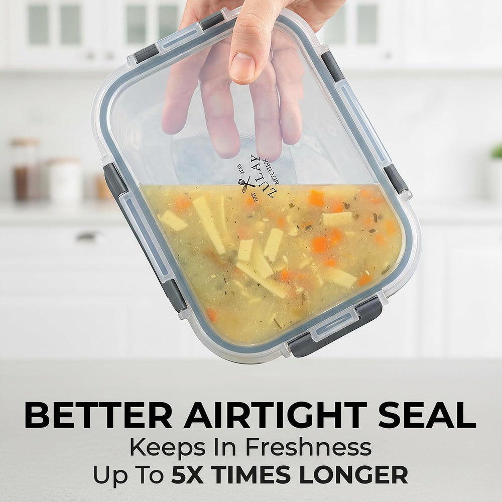 Zulay Kitchen Glass Storage Containers with Lids, Premium BPA Free 36oz