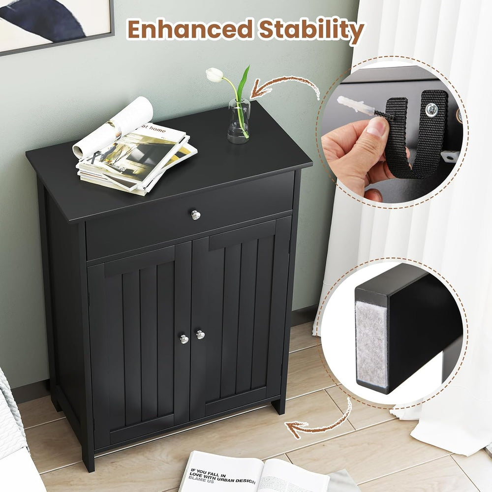 GIANTEX Storage Cabinet, Freestanding Bathroom Cabinet with 2 Doors, 1 Drawer...