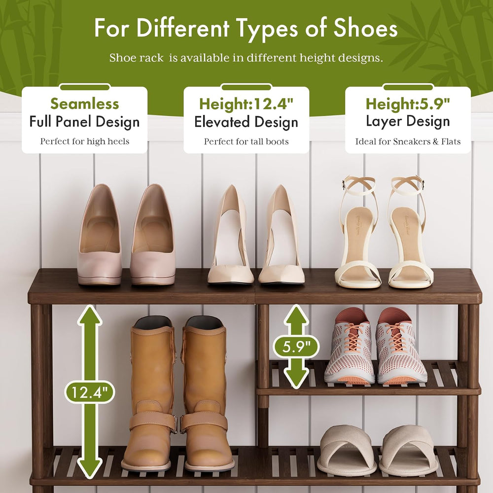 Bamboo Shoe Rack, 4 Tiers Shoe Organizer for Closet, Shoes Storage for 20-24 ...