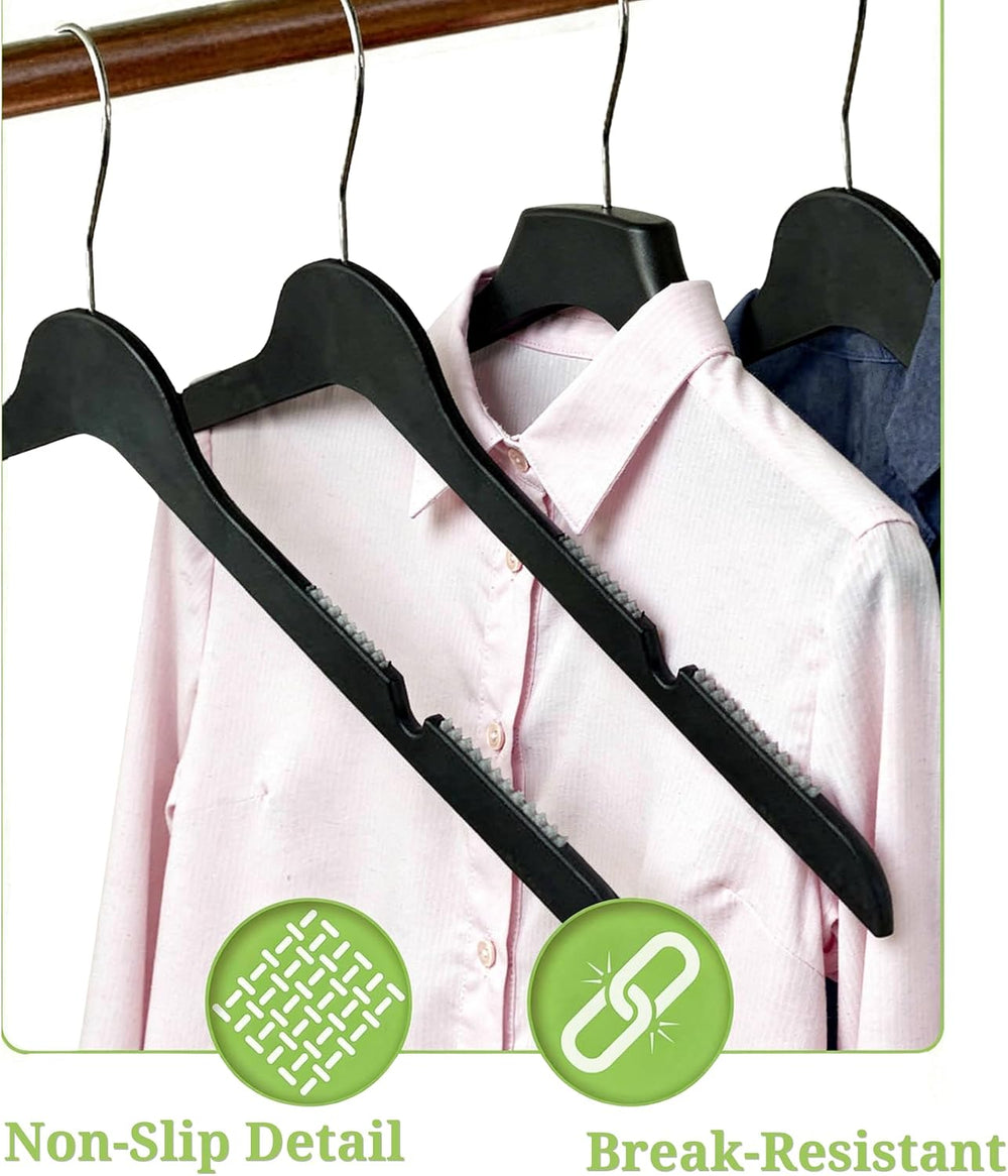 All Hung Up Hangers Slim Plastic Clothes Hangers, Space-Saving Design with No...