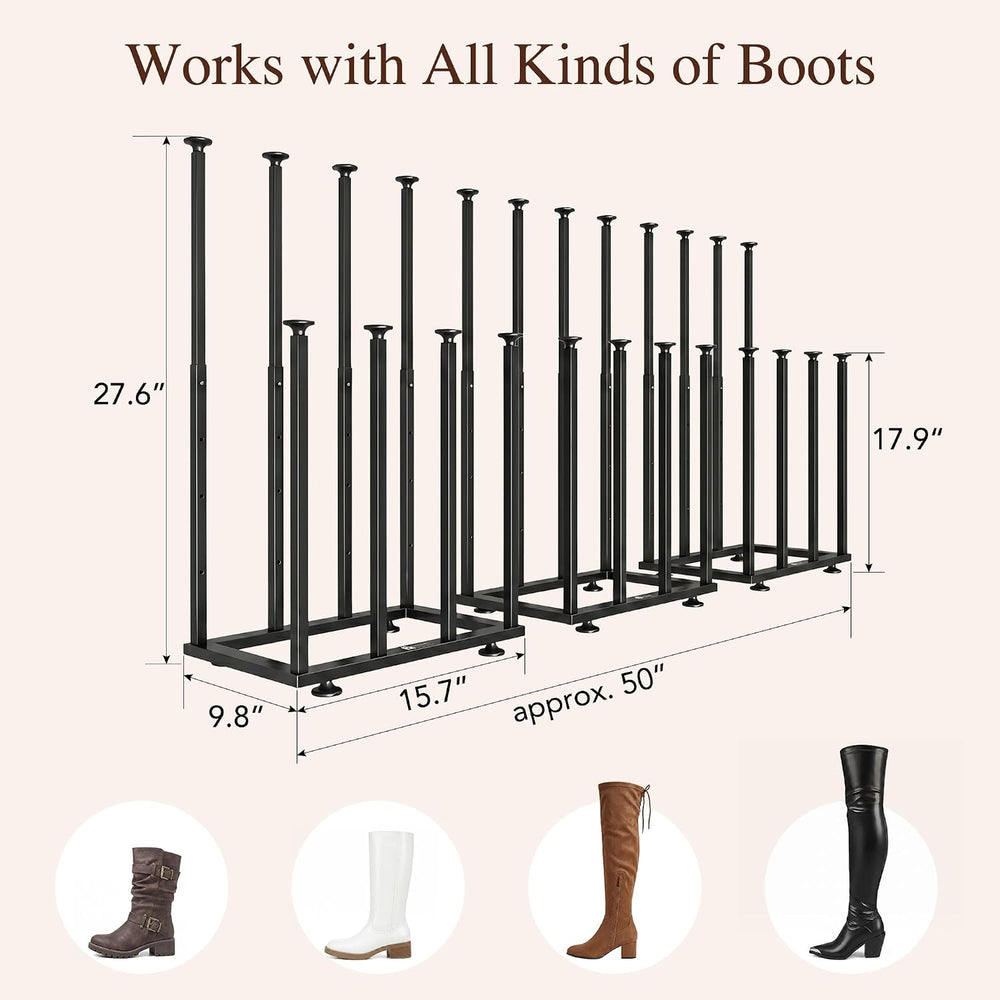 Boot Storage Organizer,Metal Free Standing Boot Rack,12 Pairs,Black