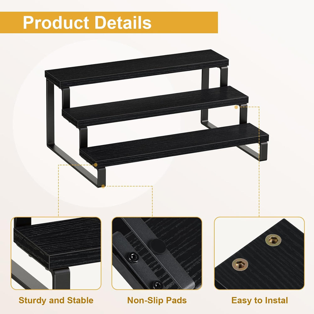 Giikin 3 Tier Spice Rack, Set of 2 Wooden Spice Rack for Countertop, Cabinet ...