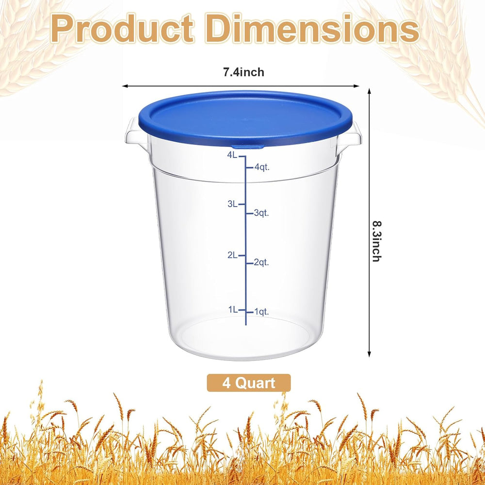 4 Pcs 4 Qt Food Storage Container Bucket with Lids Clear Proofing Containers ...