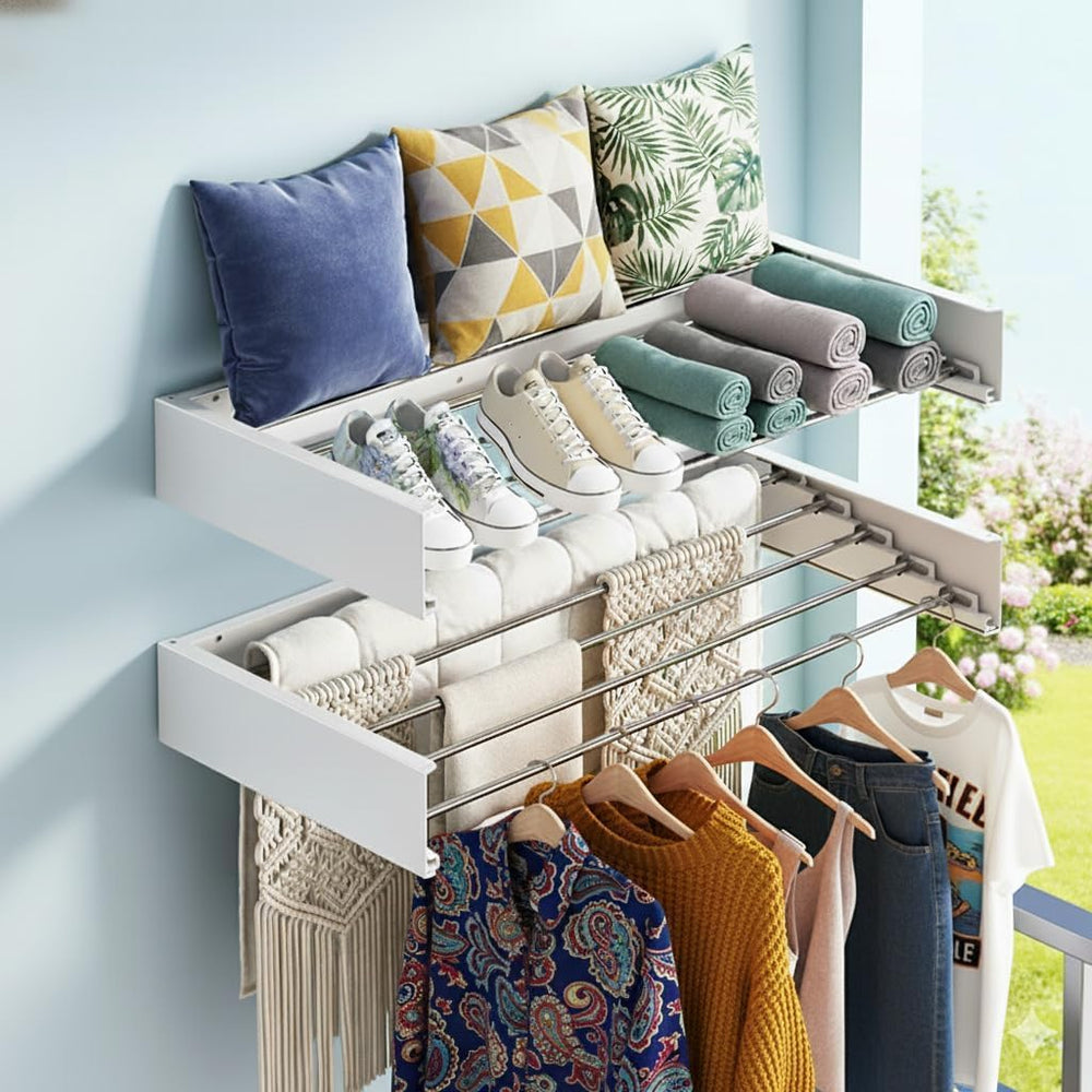 Wall Mounted Clothes Drying Rack 31.5" Foldable, 60 lb for Laundry &...