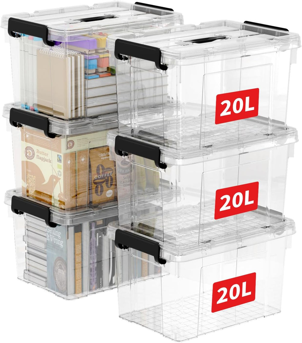 Cetomo Lidded Storage Bin with Handle, Storage Bins with Lid, Organizing Cont...