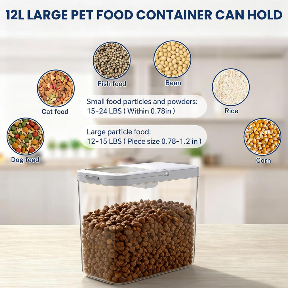 LEAWALK 12 Lbs Airtight Dog Cat Food Storage Container and Dog Treat Containe...