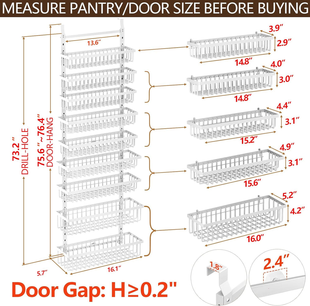 POKIPO 9 Tier Over The Door Pantry Organizer, 2 in 1 Wall Mount or Hanging Sp...