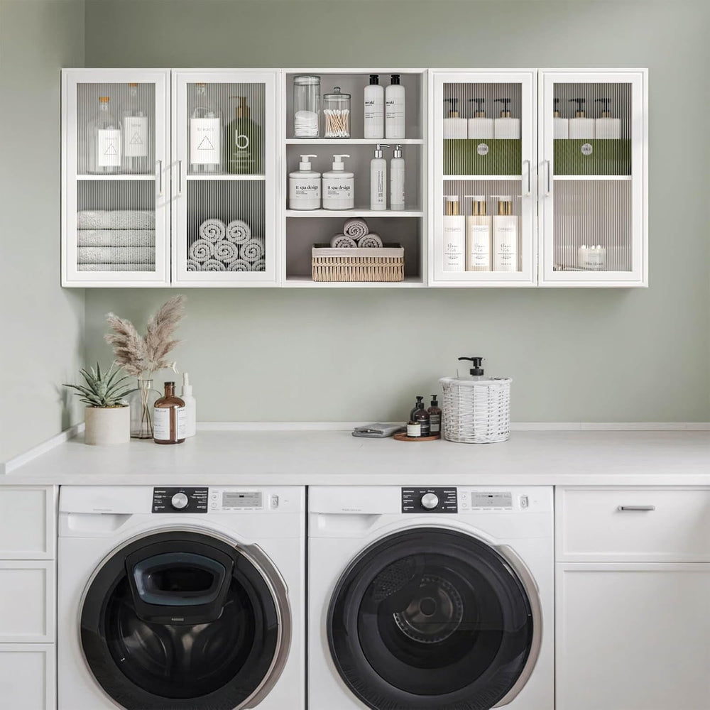 FIMELLO 63’’ Laundry Room Cabinets Shelves Set, Acrylic Door, Adjustable Shel...