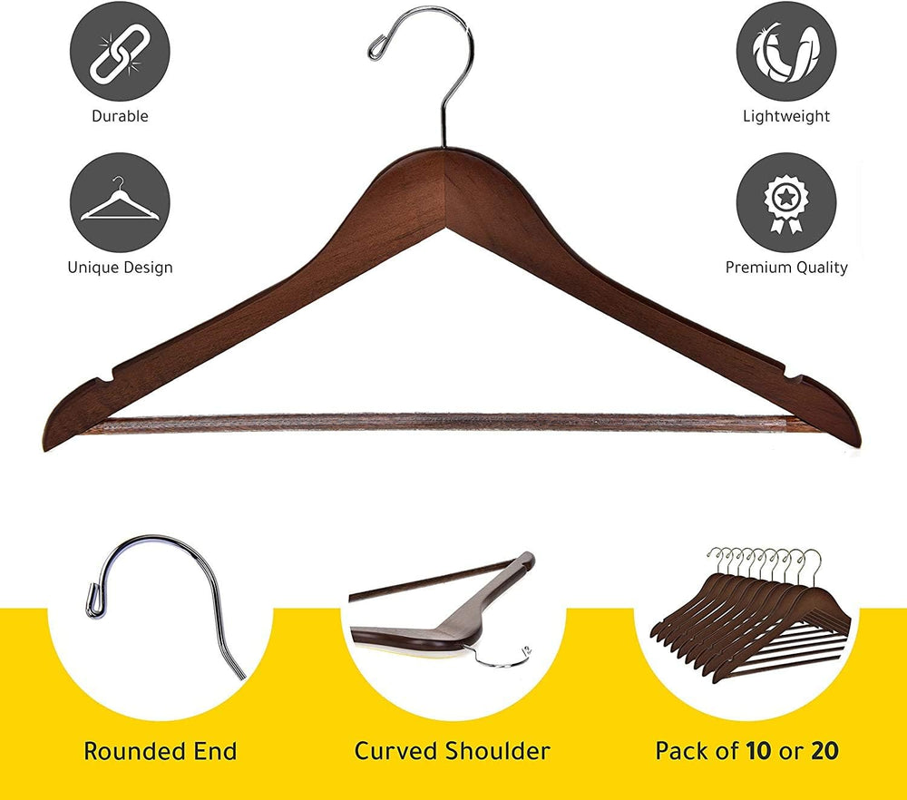 Quality Wooden Hangers - Slightly Curved Hanger 80 Pack Sets - Solid Wood Coa...