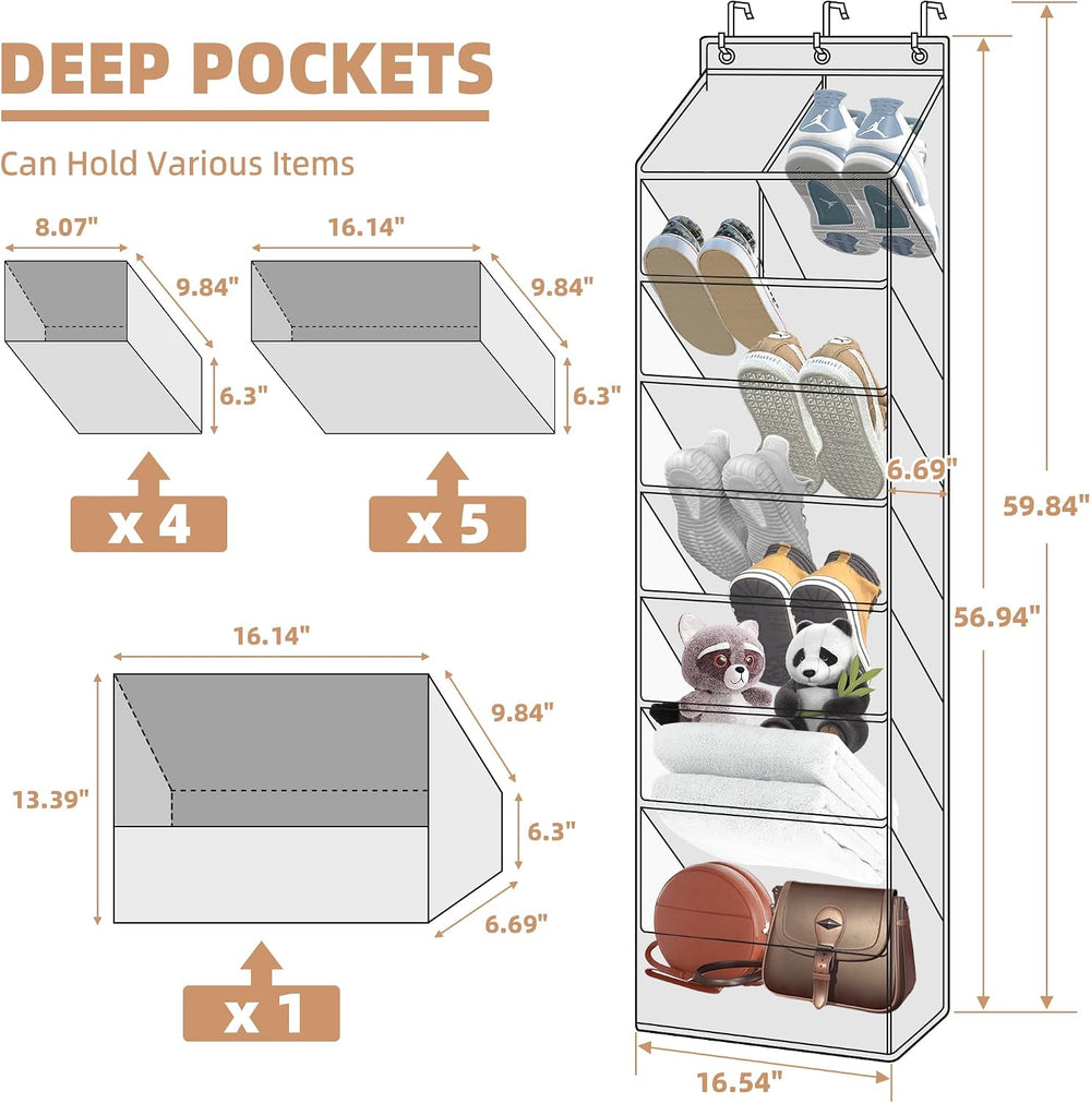 STORAGE MANIAC Over the Door Shoe Organizer Heavy-Duty Large Deep Pocket Hang...