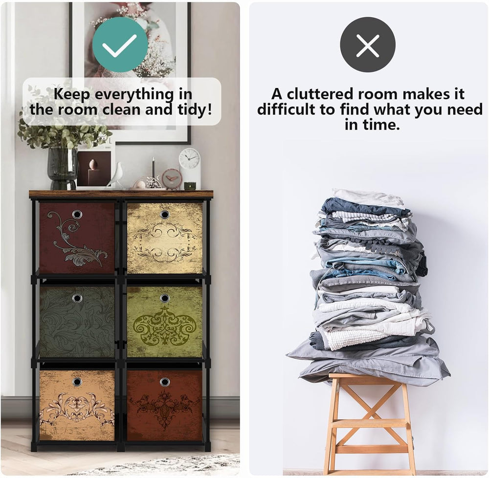 VASICAR Small Fabric Dresser with 6 Drawers, DIY Cube Organizer for Closet