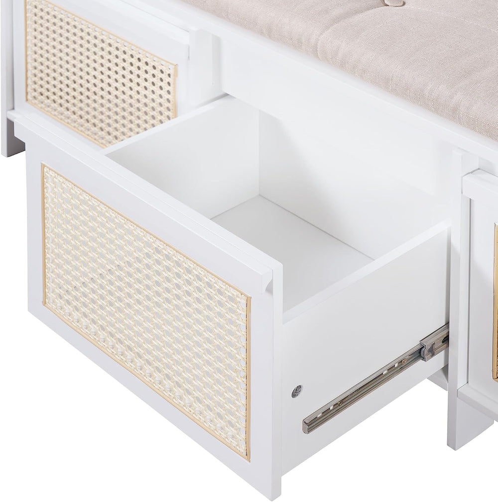 SOFTSEA 48" Shoe Storage Bench with Cushion, 2-Tier Entryway Bench with ...