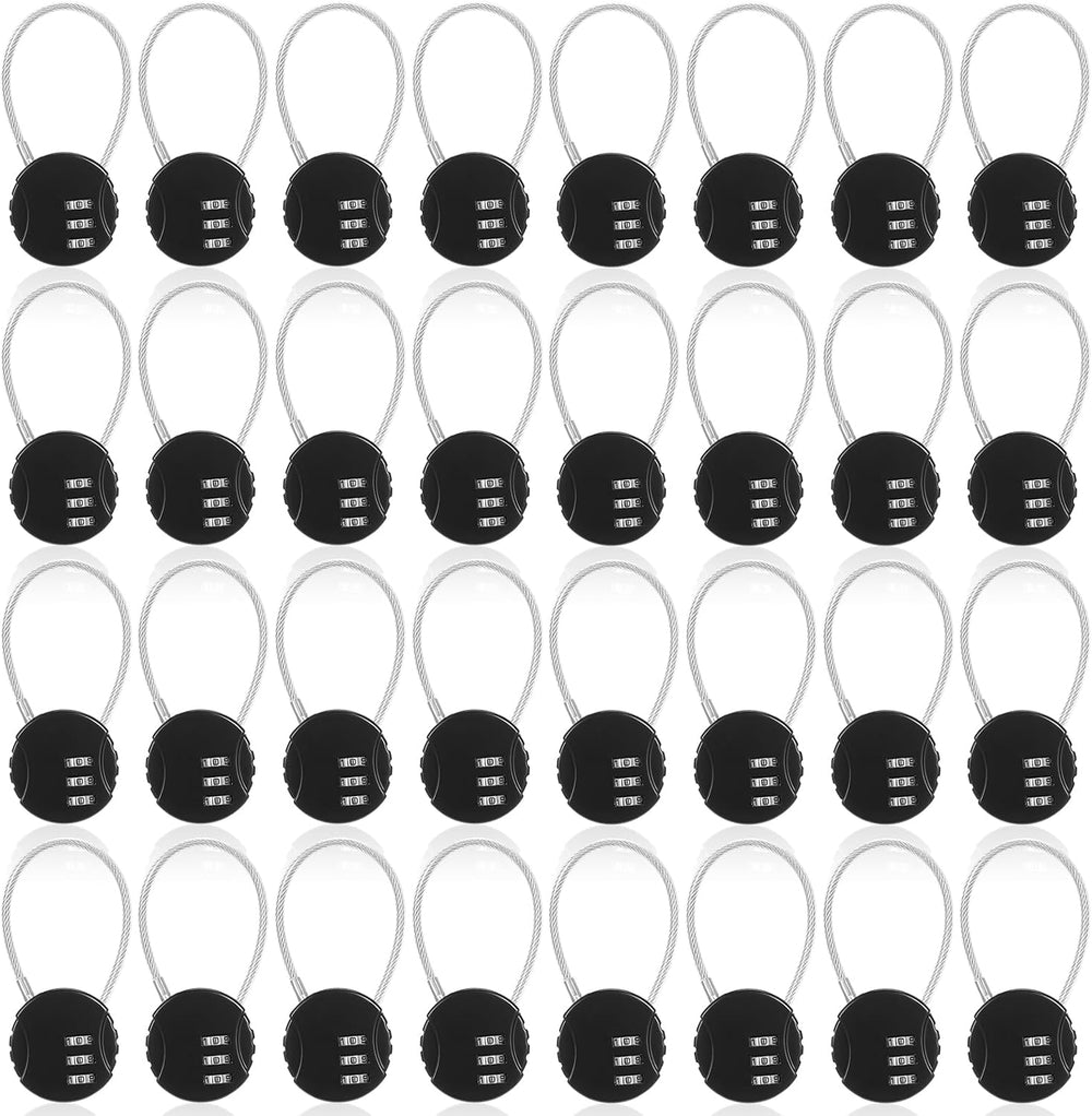 Moxweyeni 32 Pack 3 Digit Combination Cable Padlock,Black