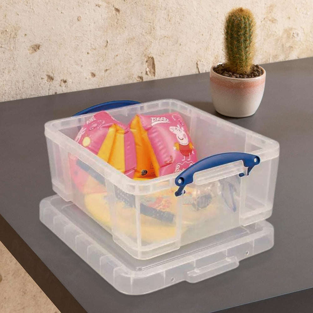 Really Useful Box 2 Pack 17L Plastic Storage Bins with Snap Lids and Clip Loc...
