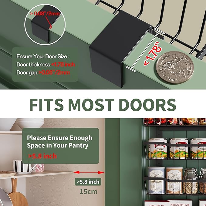 Over The Door Organizer,8-Tier Over The Door Pantry Organizer