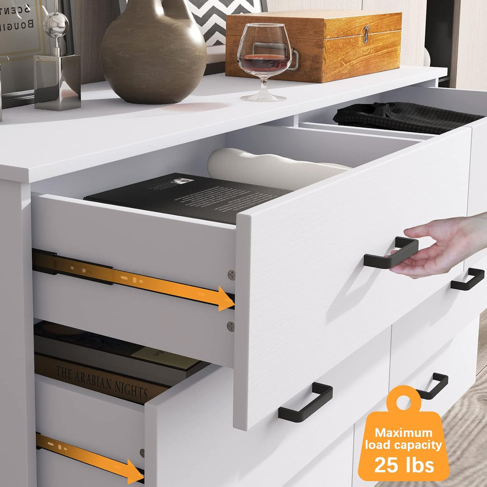 Bigbiglife Wood Dresser for Bedroom, 6 Drawer Double Dresser, Modern Chest of...