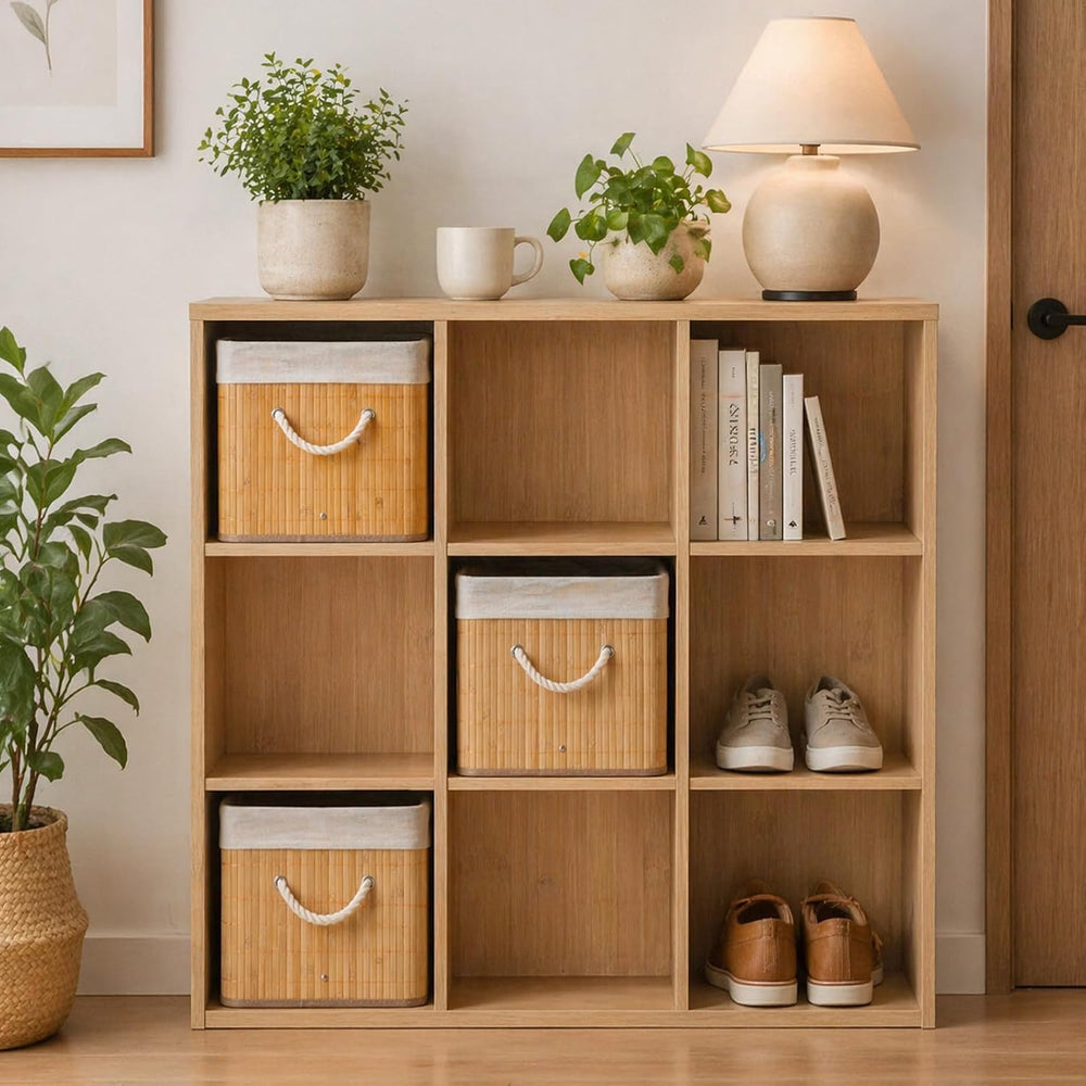 12" x 12" x 12" Bamboo Cube Storage Baskets,Set of 4 Eco-Frien...