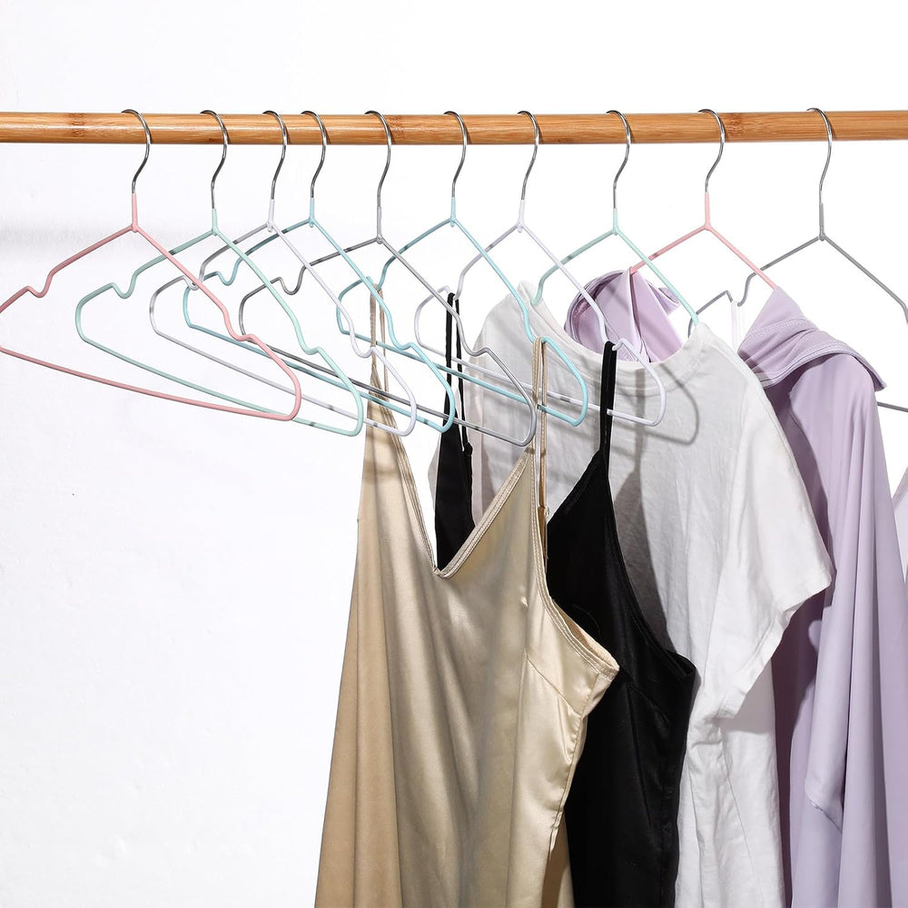Wesiti 100 Pcs Metal Wire Non Slip Hangers for Clothes Space Saving Hanger St...