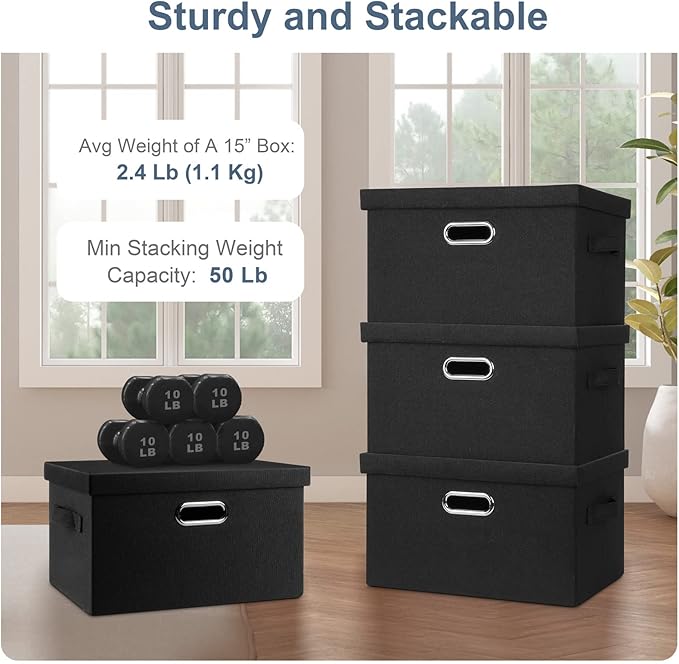 Medium 15" 21 Quart Collapsible Stackable Storage Bins
