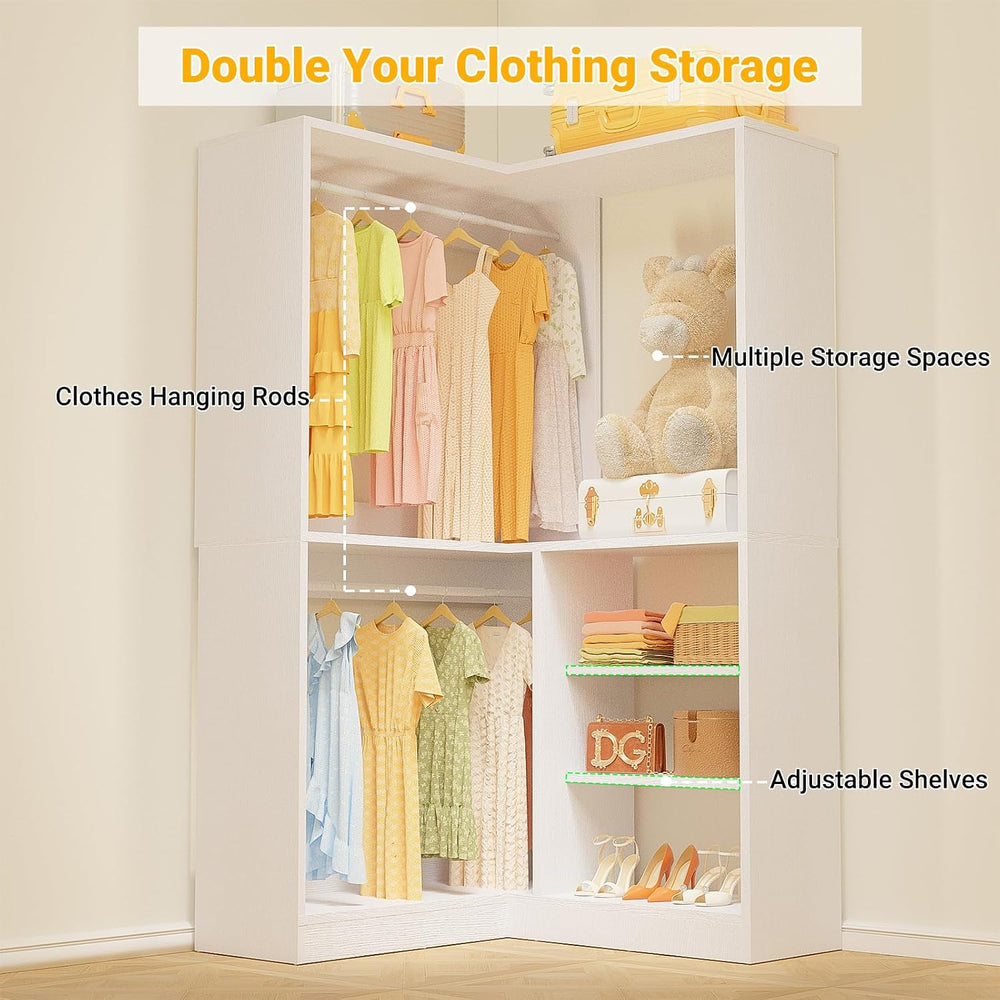 Unikito 36" Corner Closet System with Shelves, L Shape Closet Organizer