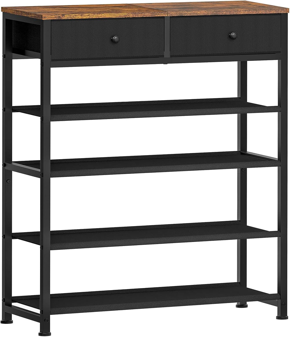 usikey Shoe Rack, 5 Tier Shoe Storage Organizer with 2 Drawers, Metal Shoe Sh...