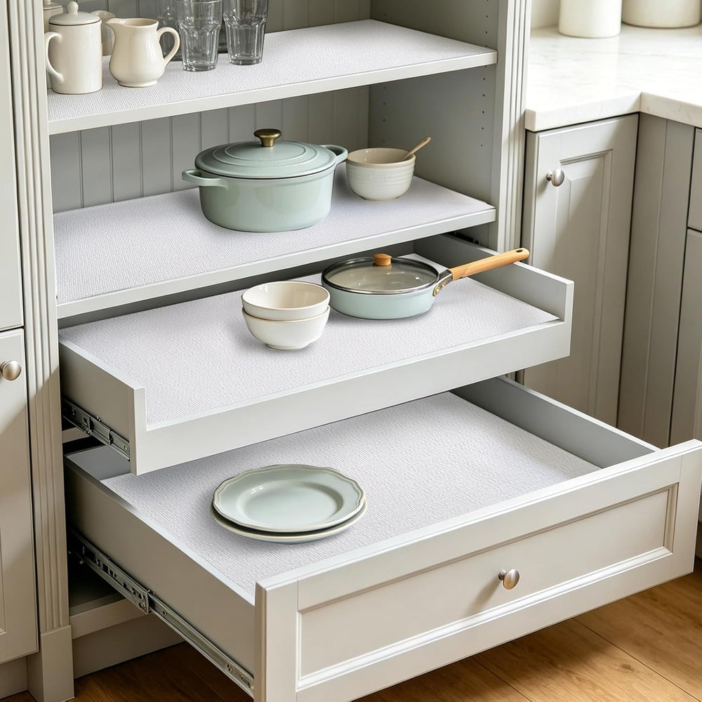 Shelf Liner for Kitchen Cabinets and Drawers, 24" x 360" White