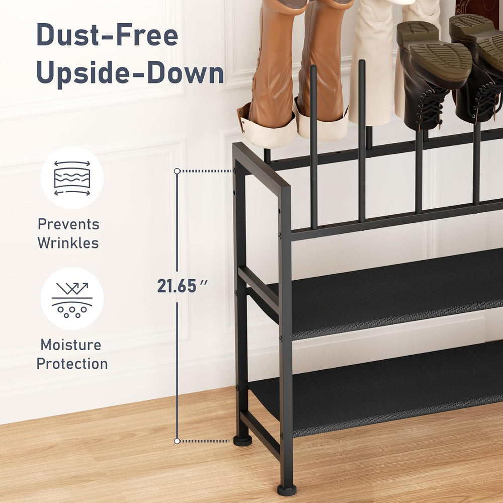 DIMJ Boot Rack 4-Tier - Black Metal Boot Storage Rack for Tall Boots Organize...